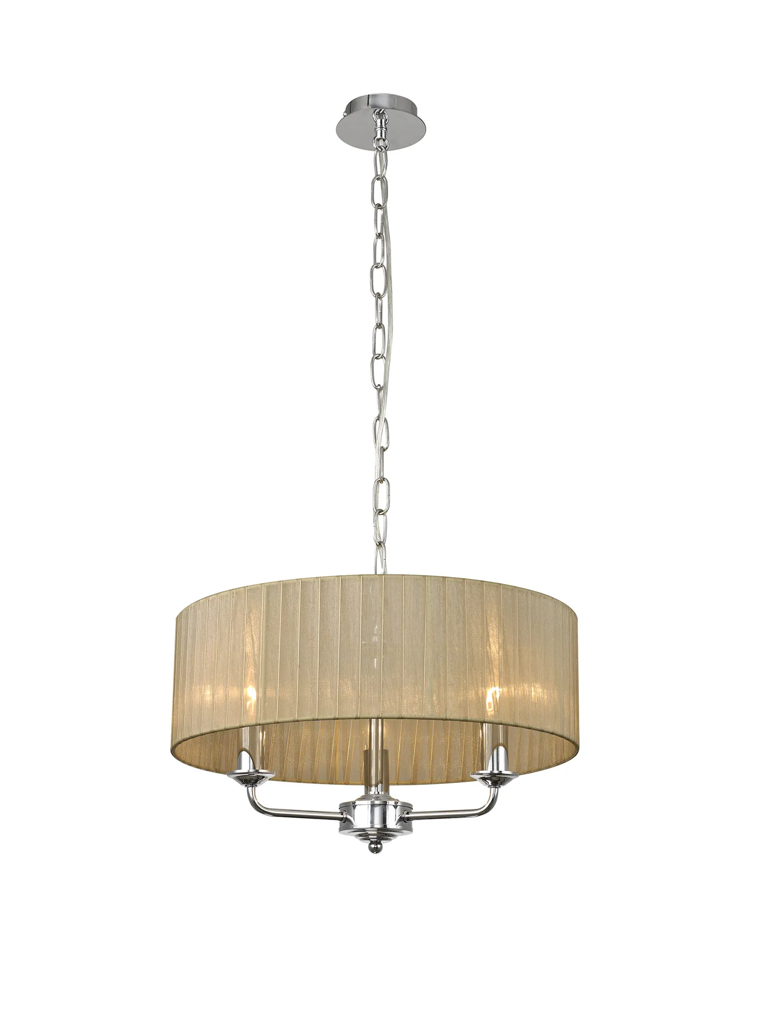 DK0861  Banyan 45cm 3 Light Pendant Polished Chrome, Soft Bronze